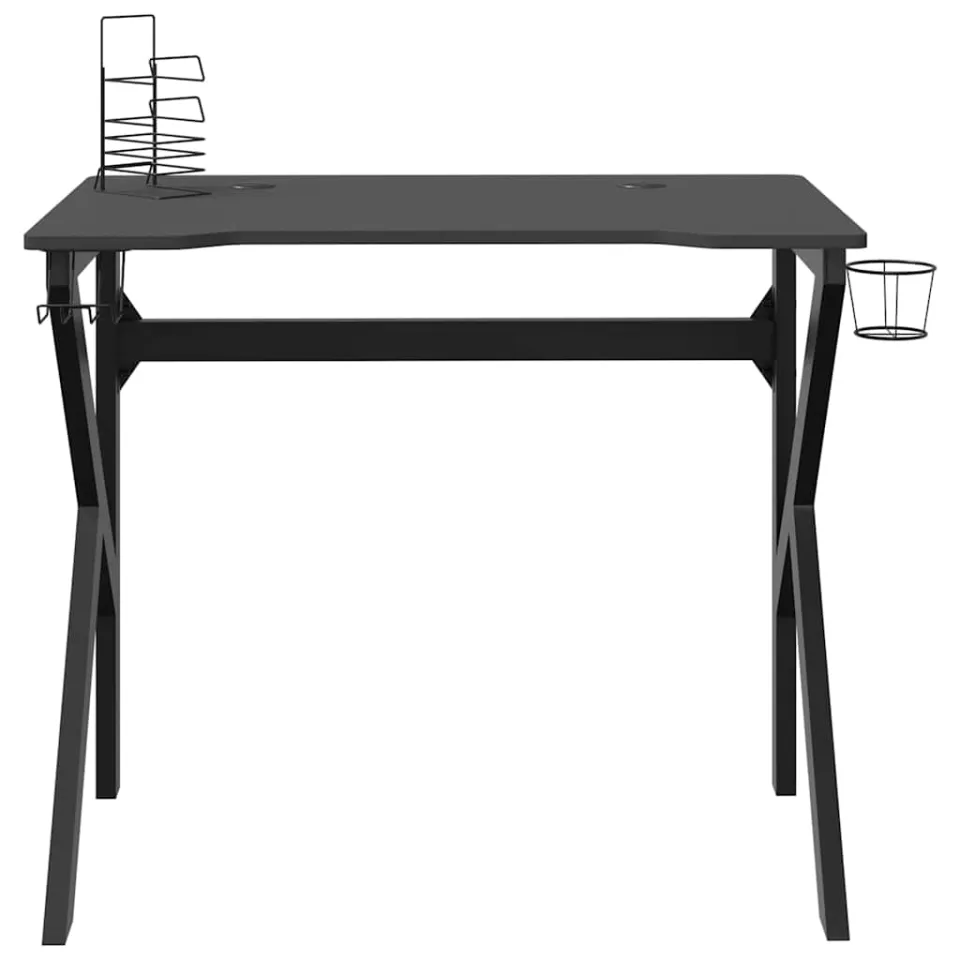 vidaXL Gamingbureau met K-vormige poten 90x60x75 cm zwart, foto 4