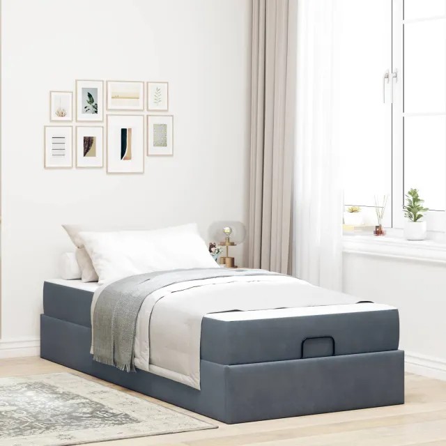 vidaXL Bedframe met matras 2 st Dim Grijs Fluweel