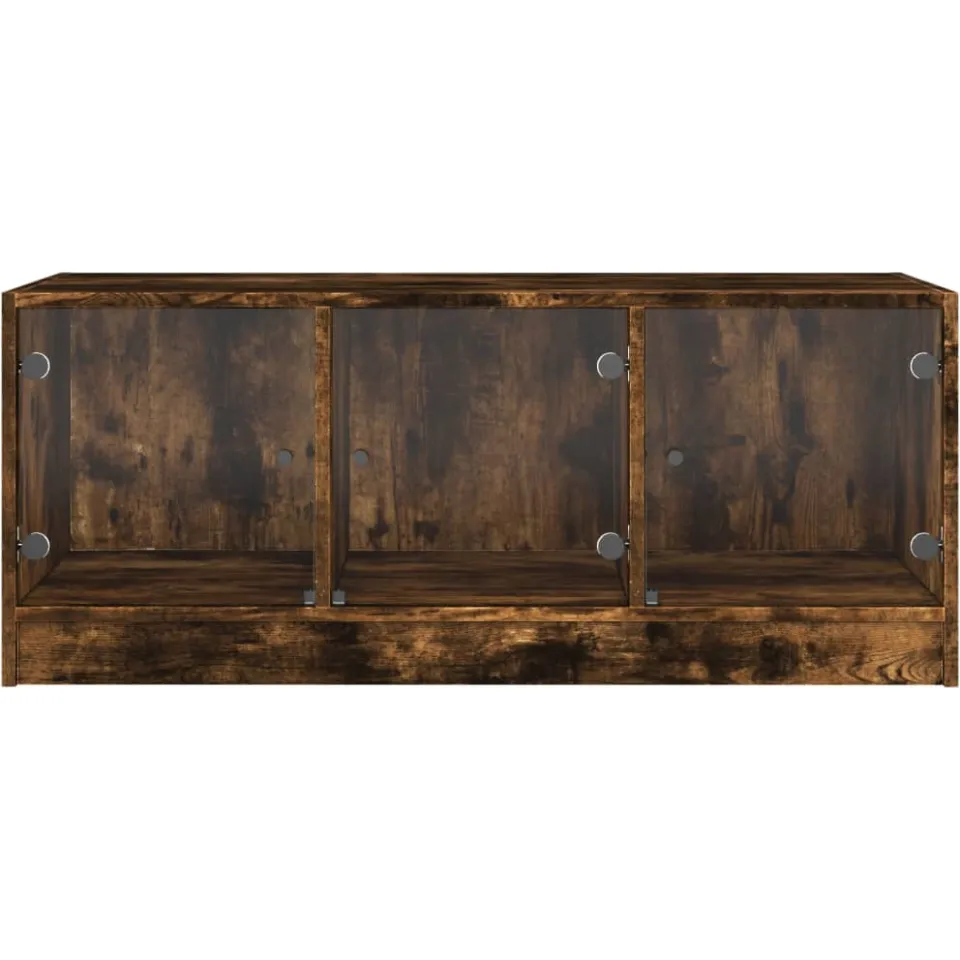 vidaXL Salontafel met glazen deuren 102x50x42 cm gerookt eikenkleurig, foto 4
