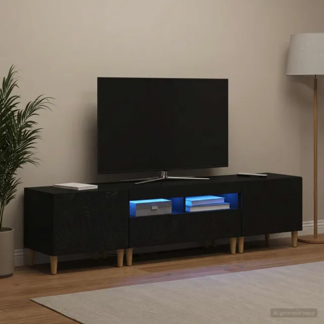 vidaXL 3-delige LED TV-kast DELFT Zwart Bewerkt hout, foto 2