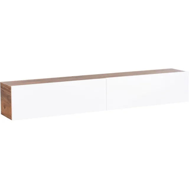 Beliani GLADSTONE - Wandgemonteerd TV-meubel - Wit/Bruin - 180 cm - Vezelplaat