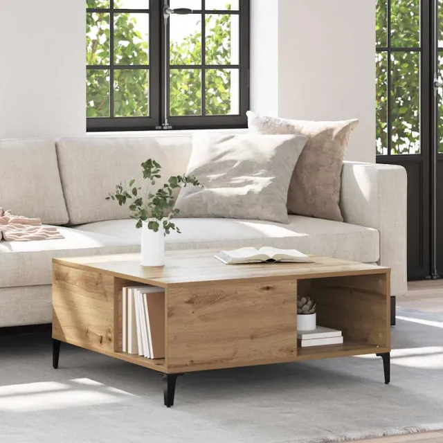 vidaXL Salontafel Artisan Eiken 80 x 80 x 36,5 cm Bewerkt hout, foto 2