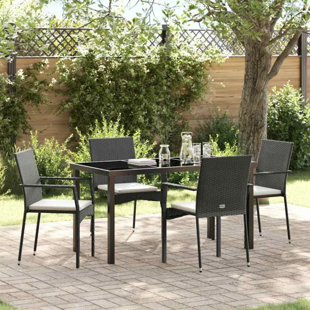 vidaXL Tuin eettafelset 5 st Zwart poly rattan