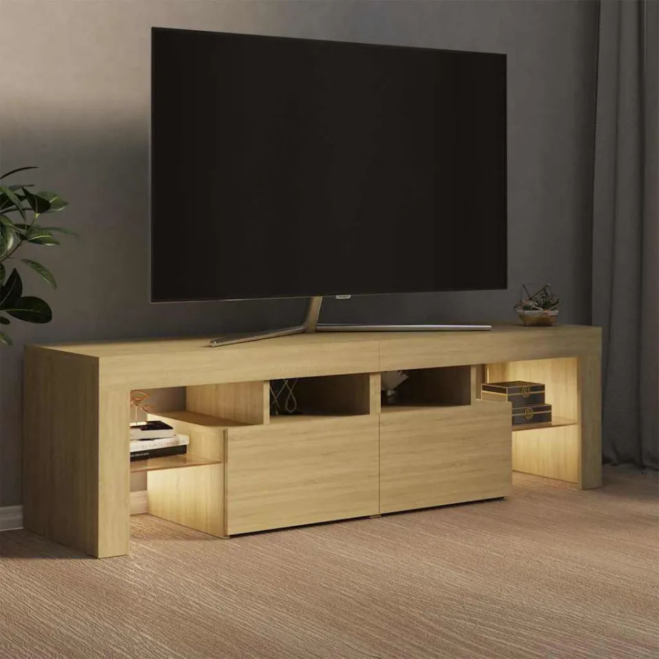 vidaXL Tv-meubel LED-verlichting 140x36,5x40 cm sonoma eikenkleurig, foto 3