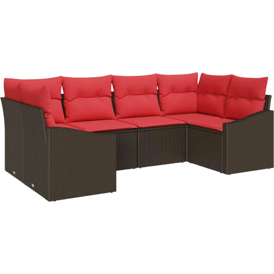 vidaXL Bankstel 6 st Bruin poly rattan
