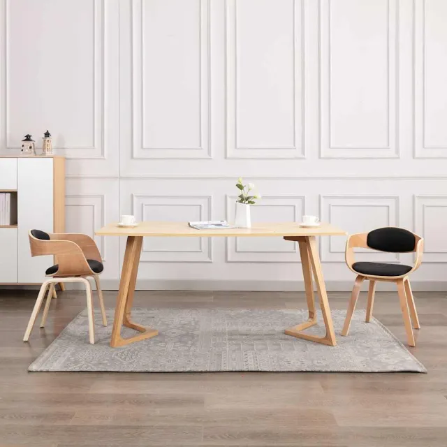 vidaXL Eetkamerstoelen 2 st gebogen hout en kunstleer Zwart