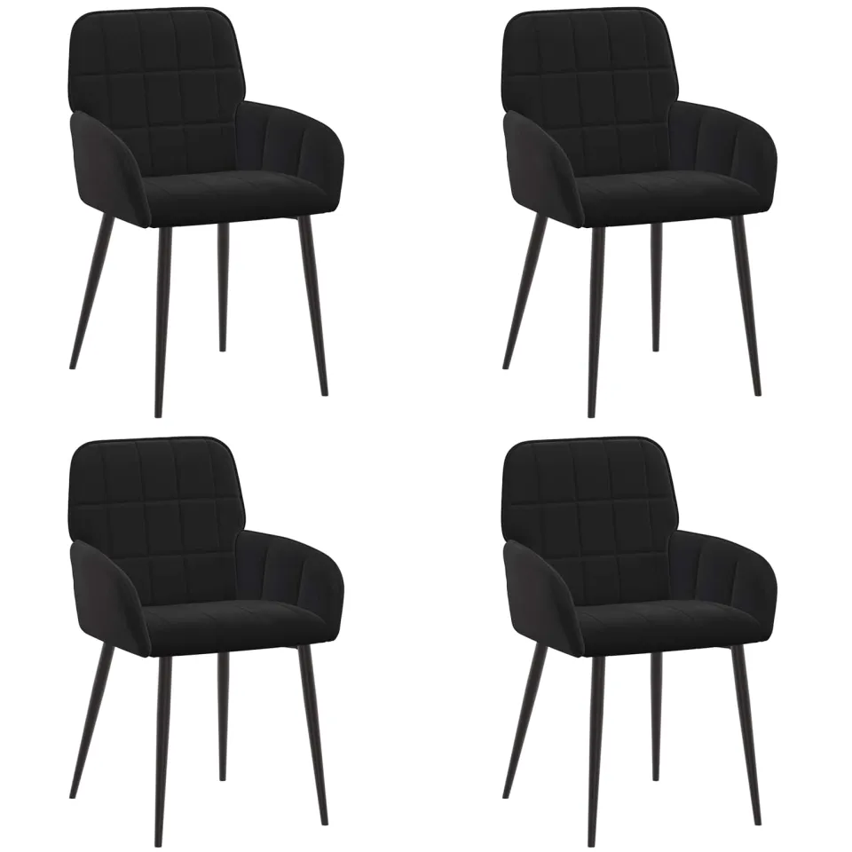 vidaXL Eettafelstoelen 4 st fluweel Zwart 56.5 x 50 x 85 cm, foto 3