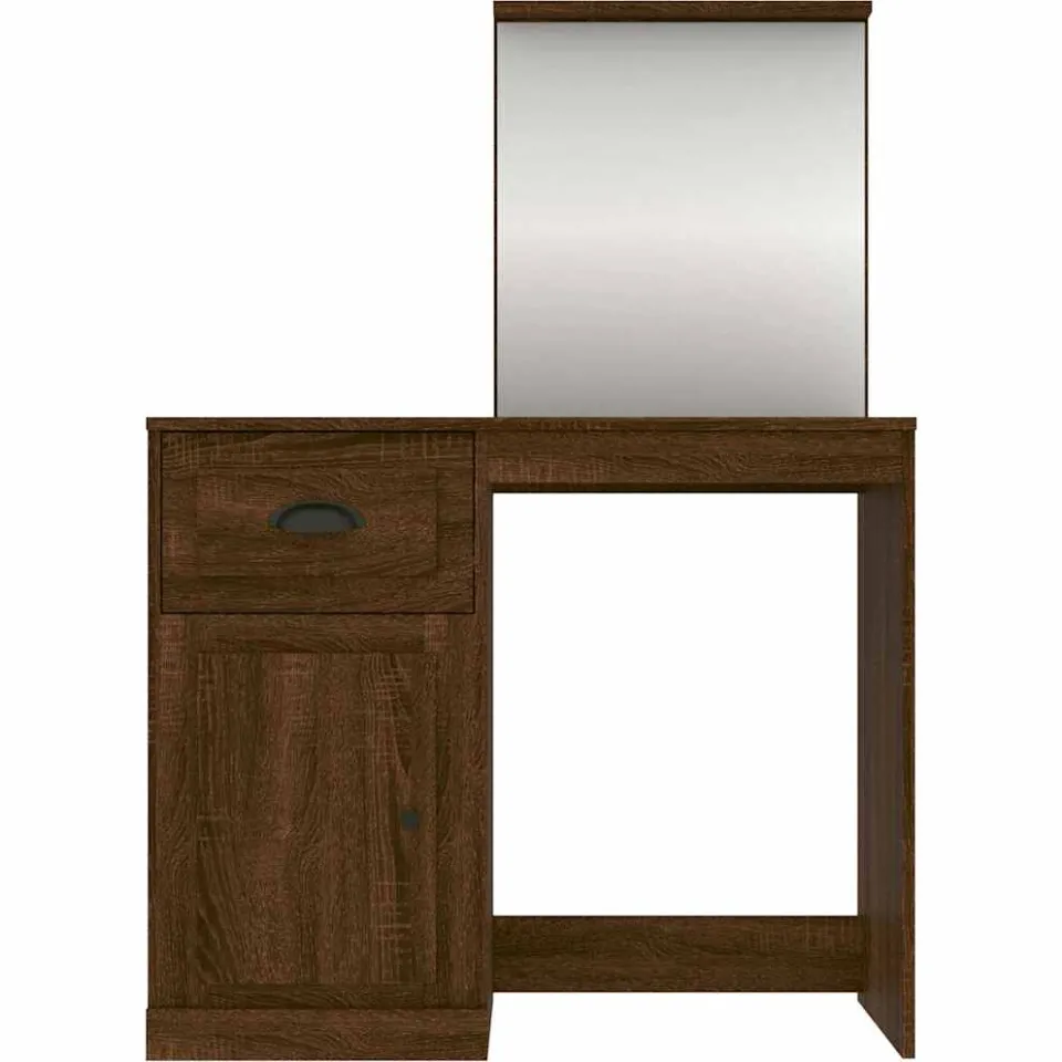 vidaXL Kaptafel met spiegel 90x50x132,5 cm bewerkt hout bruineiken, foto 3