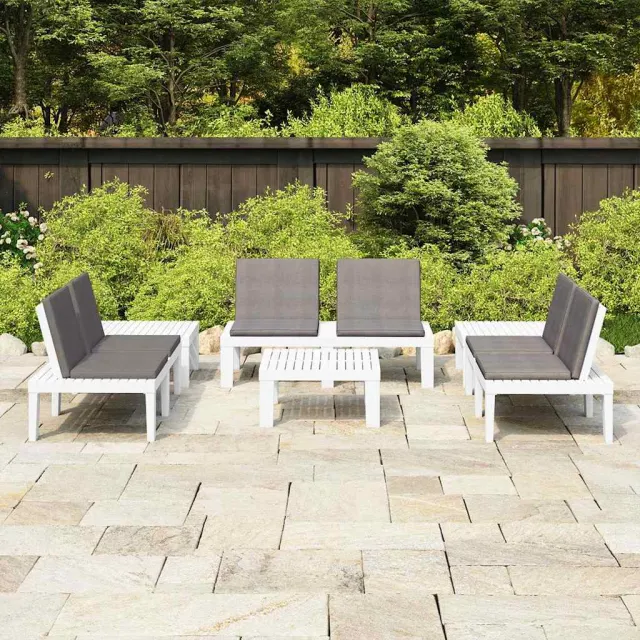 vidaXL 6-delige Loungeset met kussens kunststof wit, foto 2