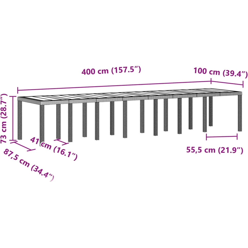 vidaXL Tuin Eettafelset met kussens 15 st Bruin PP, foto 3