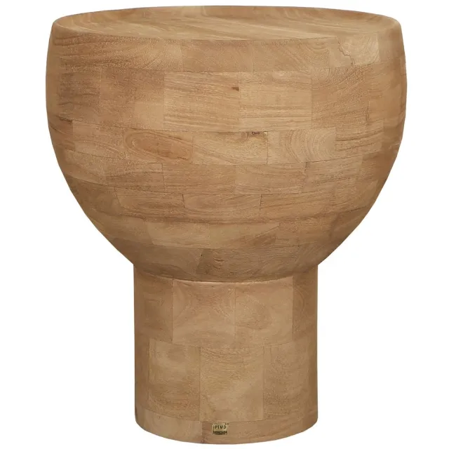PTMD Erno Natural Mango Wood Sidetable On Base Round Naturel