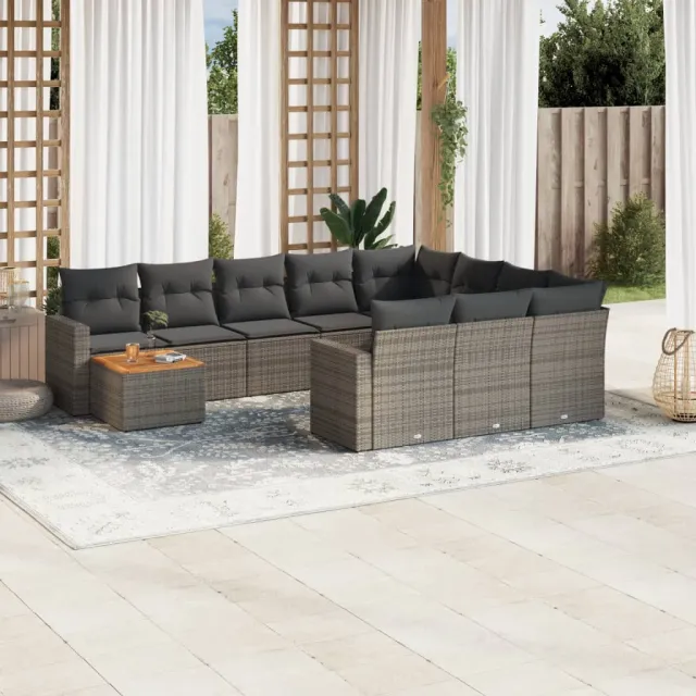 vidaXL Patio Sofa Set 10-zits Grey and Dark Grey, foto 2