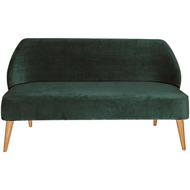 Vega Bank Lasse fluweel; 155x60x82 cm (BxDxH); zitting dennengroen