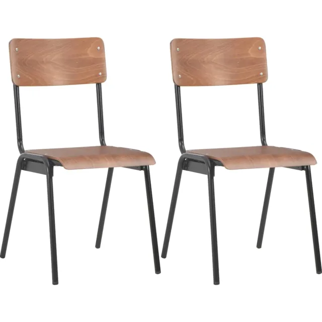 vidaXL Eetkamerstoelen 2 st massief multiplex staal bruin