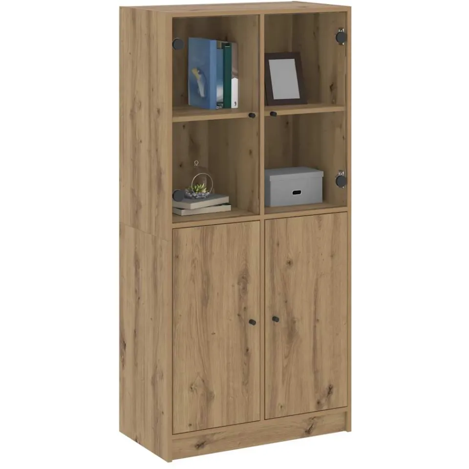 vidaXL Hoge kast met deuren 68x37x142 cm bewerkt hout artisanaal eiken Bruin