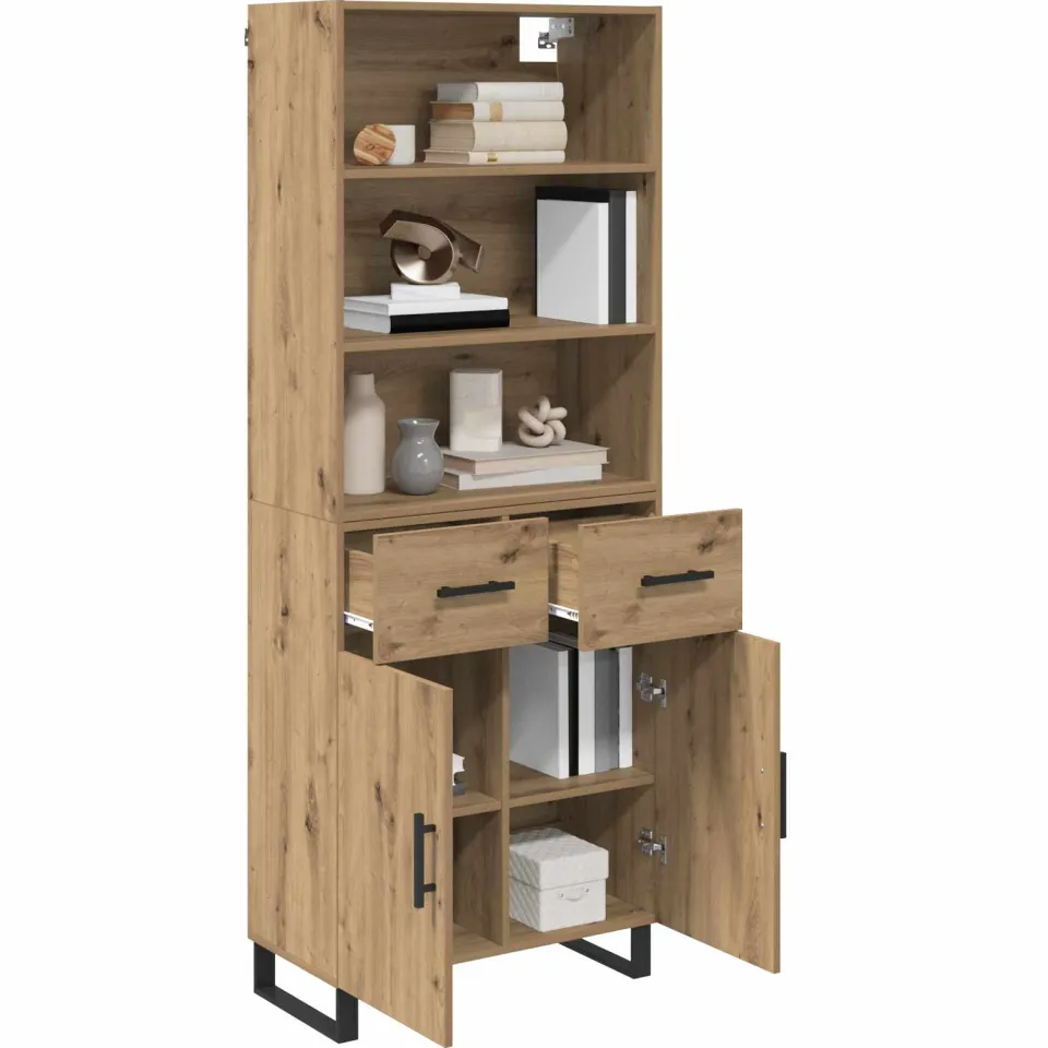 vidaXL Hoge kast 2 st Artisan Eiken 69,5 x 34 x 180 cm Bruin