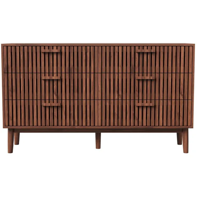 DeltaMerch Ladekast - Kast - Dressoir - Opbergkast - Meubelen - Commode - Kast met 6 laden - 100 x 34 x 73 cm - Walnootkleur Bruin
