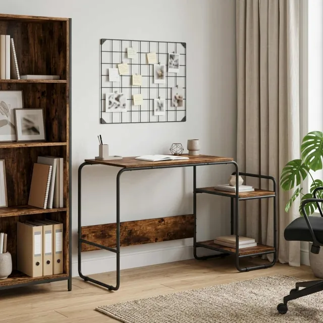 vidaXL Bureau met opbergruimte Gerookt eiken 131.5 x 50 x 75.5 cm Bruin