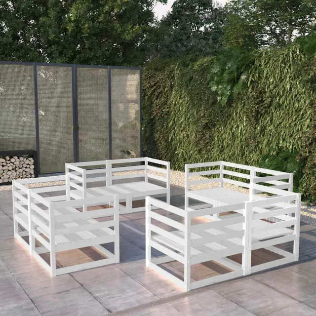 vidaXL 8-delige Loungeset massief grenenhout wit, foto 2