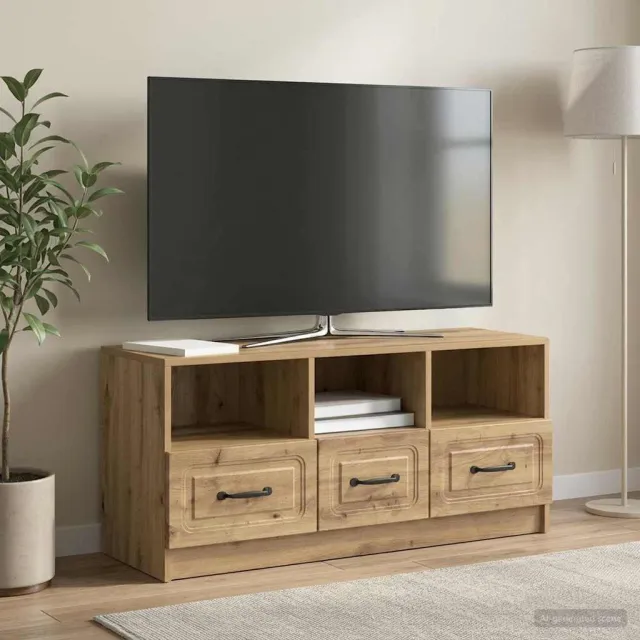 vidaXL TV-kast 102 x 34,5 x 47 cm Artisanaal eiken Bewerkt hout Bruin