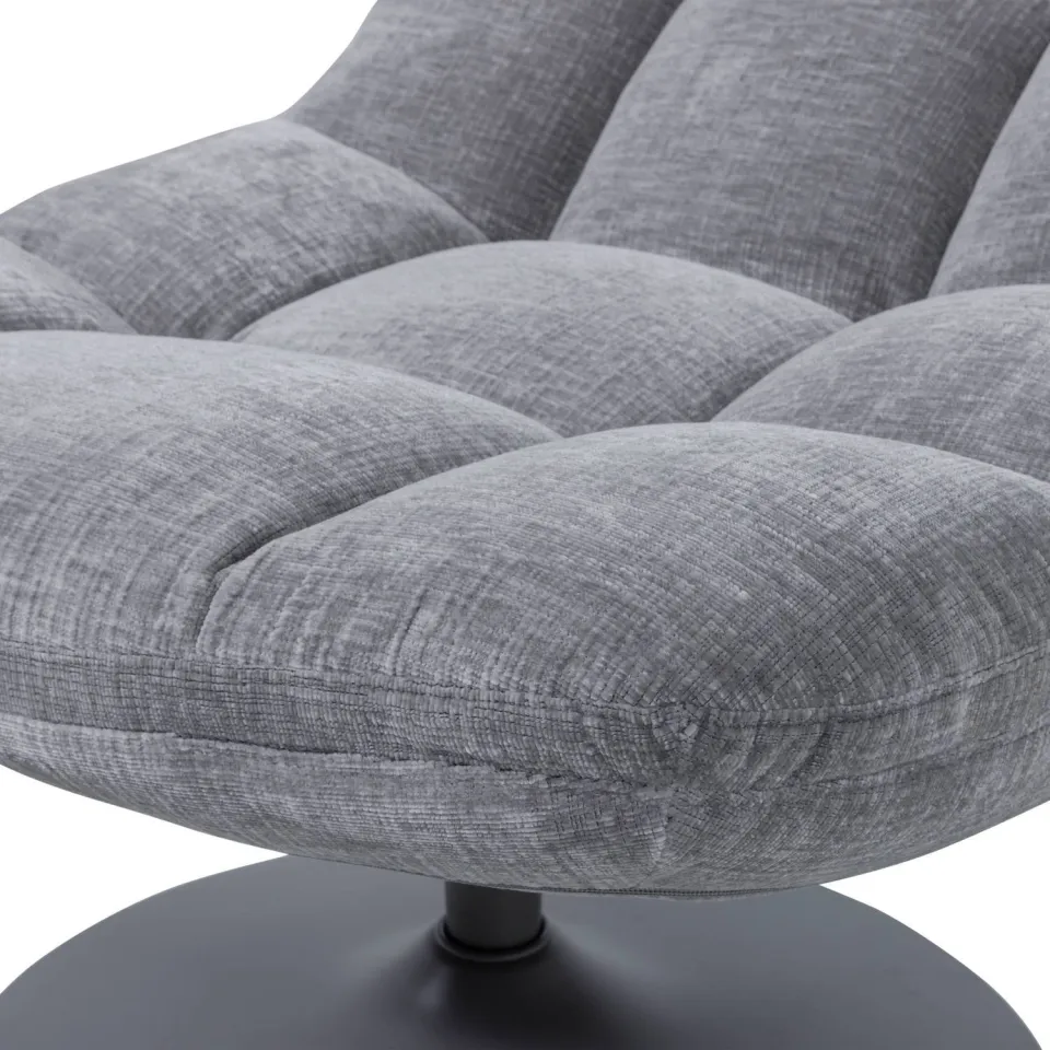 WOOOD Elvi Draaifauteuil - Chenille Structuur - Lichtgrijs - 81x73x84, foto 6