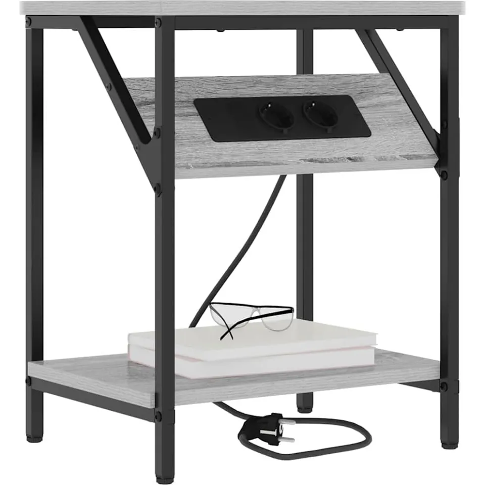 vidaXL Nachtkastje 2 st Grijs Sonoma 38 x 30 x 48 cm Bewerkt hout
