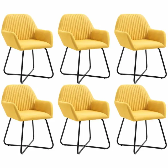 vidaXL Eetkamerstoelen 6 st stof geel