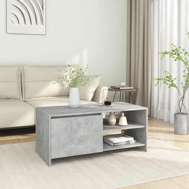 vidaXL Salontafel 102x50x45 cm bewerkt hout betongrijs grijs, foto 2