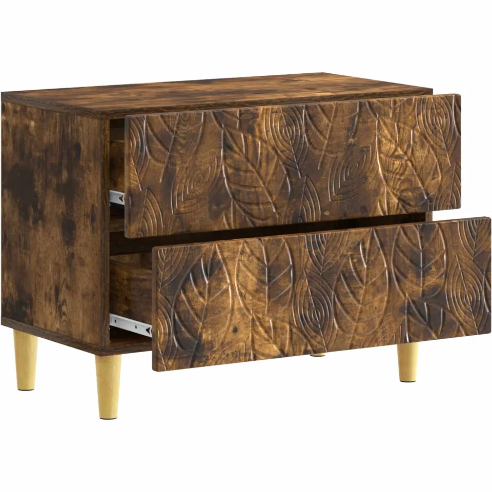 vidaXL Nachtkastje Gerookt eiken 62 x 34,5 x 48 cm Bewerkt hout Bruin