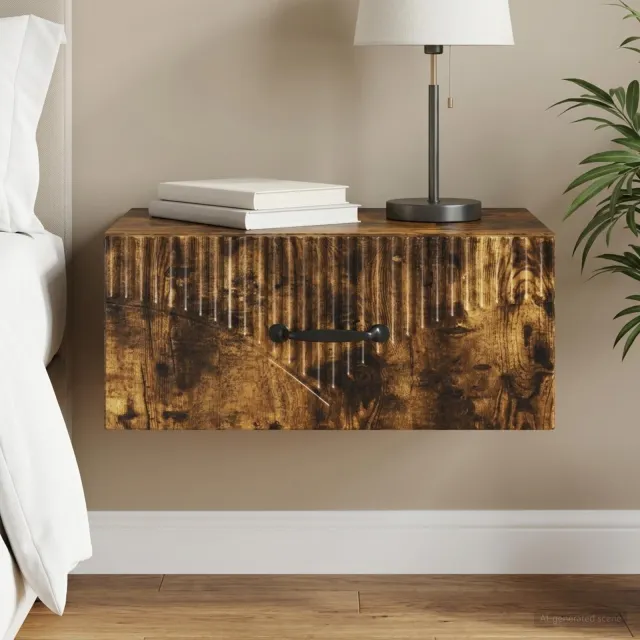 vidaXL Wandbeugel Bedkast Gerookt eiken 49 x 34,5 x 20 cm Bewerkt hout, foto 2
