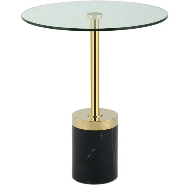 Padiro ronde bijzettafel - Ø 46 x 53 cm - Goudkleurig / Zwart - Modern Art deco Glamour - Glas, Roestvrij staal - binnen/buiten