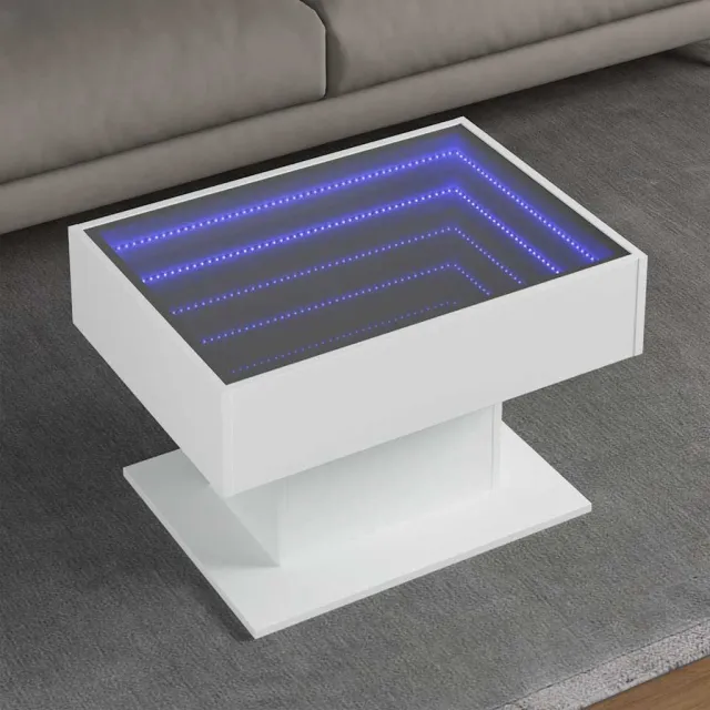 vidaXL Salontafel met LED 70x50x45 cm bewerkt hout wit, foto 2