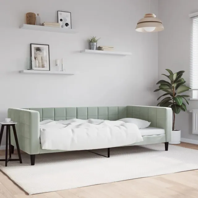 vidaXL Slaapbank 100x190 cm fluweel lichtgrijs grijs