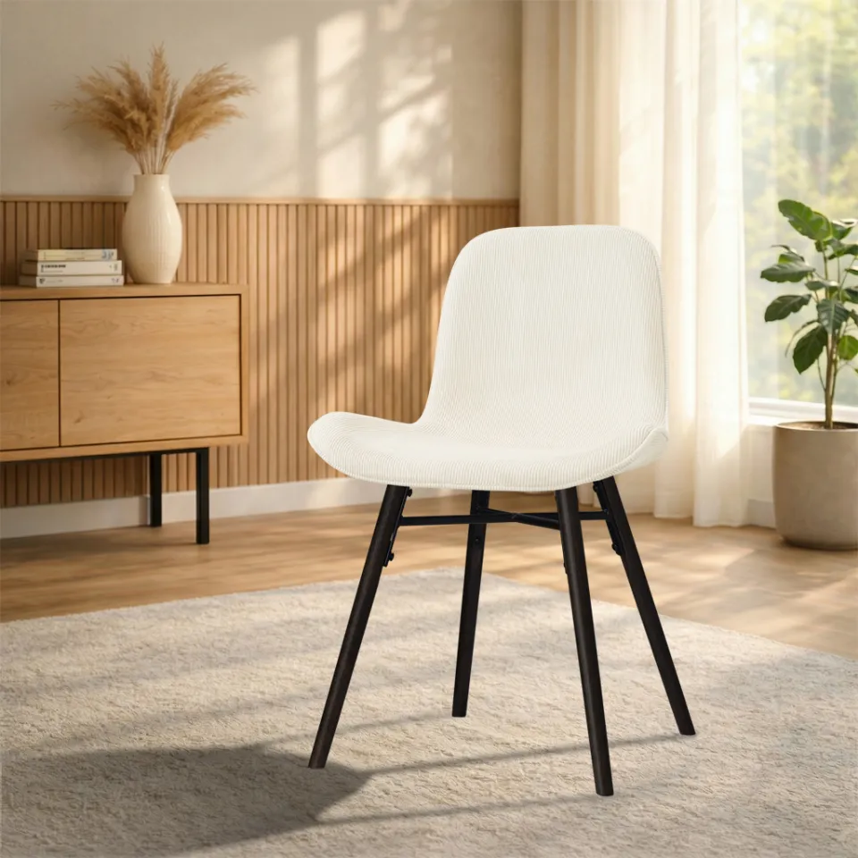 Nolon Nena-Fé eetkamerstoel rib beige - zwart houten onderstel, foto 2
