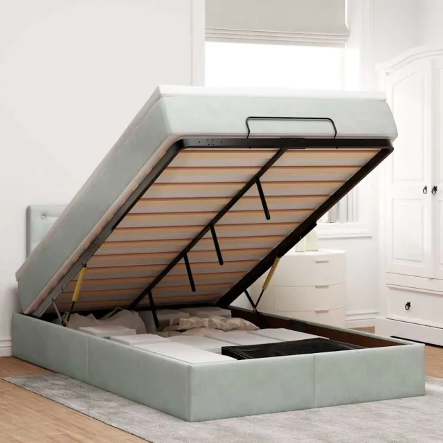 vidaXL Ottoman bed met matras 120x200 cm fluweel lichtgrijs