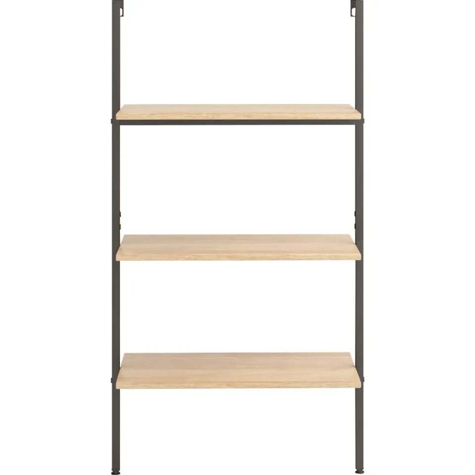 vidaXL Ladderrek met 3 schappen 64x35x120,5 cm lichtbruin en zwart