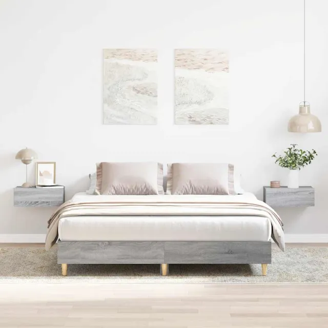 vidaXL Bedframe zonder matras 150x200 cm spaanplaat grijs Sonoma