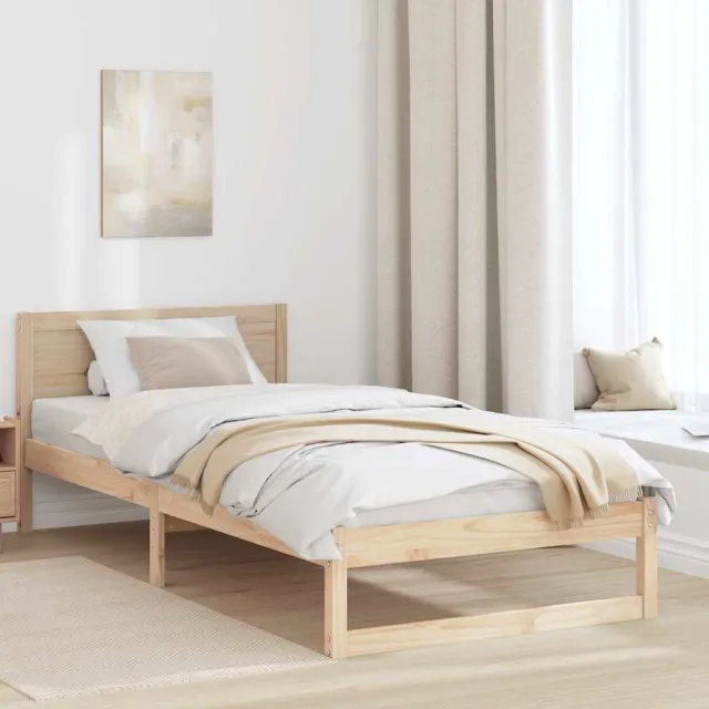 vidaXL Bedframe met hoofdeinde Naturel 80 x 200 cm Massief grenenhout Bruin