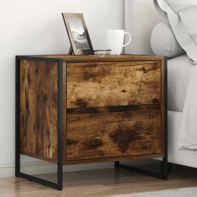 vidaXL Nachtkastje 2 st Gerookt eiken 50 x 39,5 x 50 cm Bewerkt hout Bruin