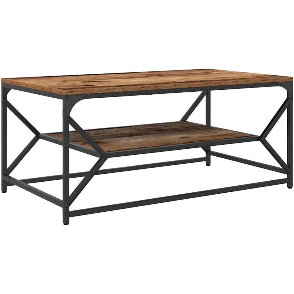 vidaXL Salontafel Oud Hout 90 x 50 x 40 cm Engineered hout en staal, foto 3