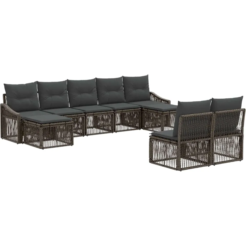 vidaXL Tuinbankenset 9 st 9-zits Grijs poly rattan, foto 3