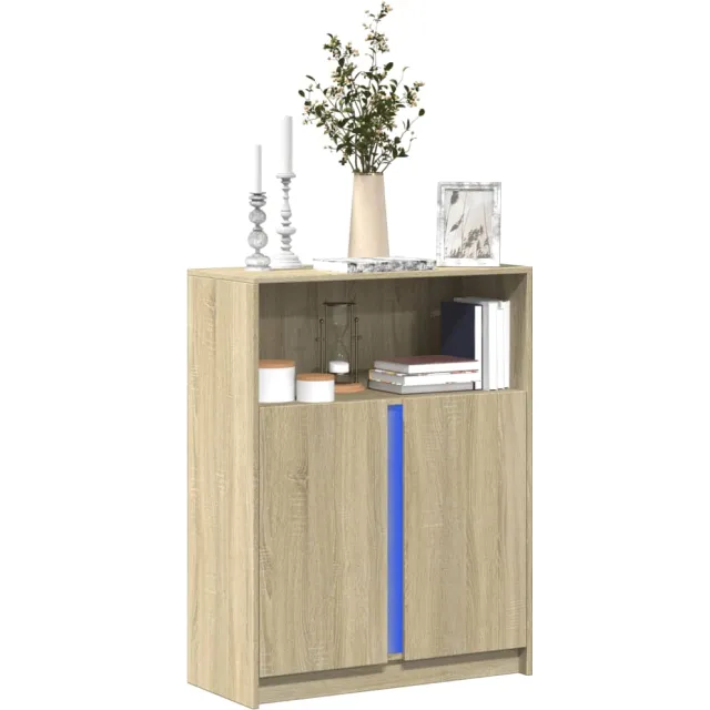 vidaXL Dressoir met LED 77x34x100 cm bewerkt hout sonoma eikenkleurig
