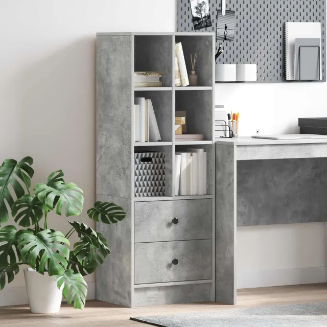 vidaXL Hoge kast met lade Beton Grijs 45,5 x 34 x 127 cm