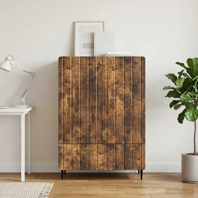 vidaXL Dressoir Gerookt eiken 66 x 34,5 x 97 cm Bewerkt hout Bruin