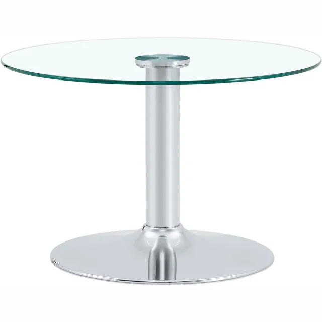 DESMIU Salontafel - Ronde Glazen Tafel Met Geharde Glasplaat - Modern Voor Woonkamer En Loungeruimte - Metaal - 70x70x45 Cm - Zilver