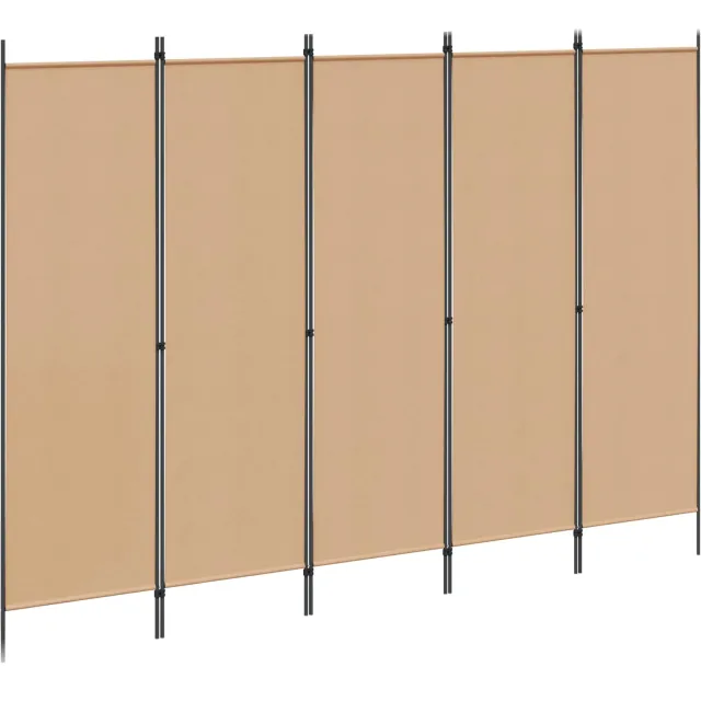 vidaXL 5-Panel Room Divider Beige 250 x 180 cm Stof
