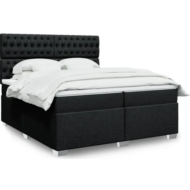 vidaXL Boxspring met matras stof zwart 200x200 cm