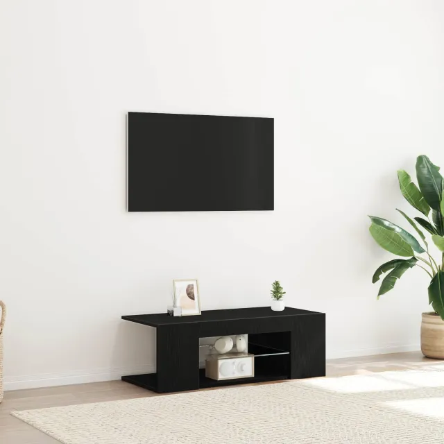 vidaXL TV-kast 90 x 39 x 30 cm Zwart Eiken Bewerkt hout, foto 2