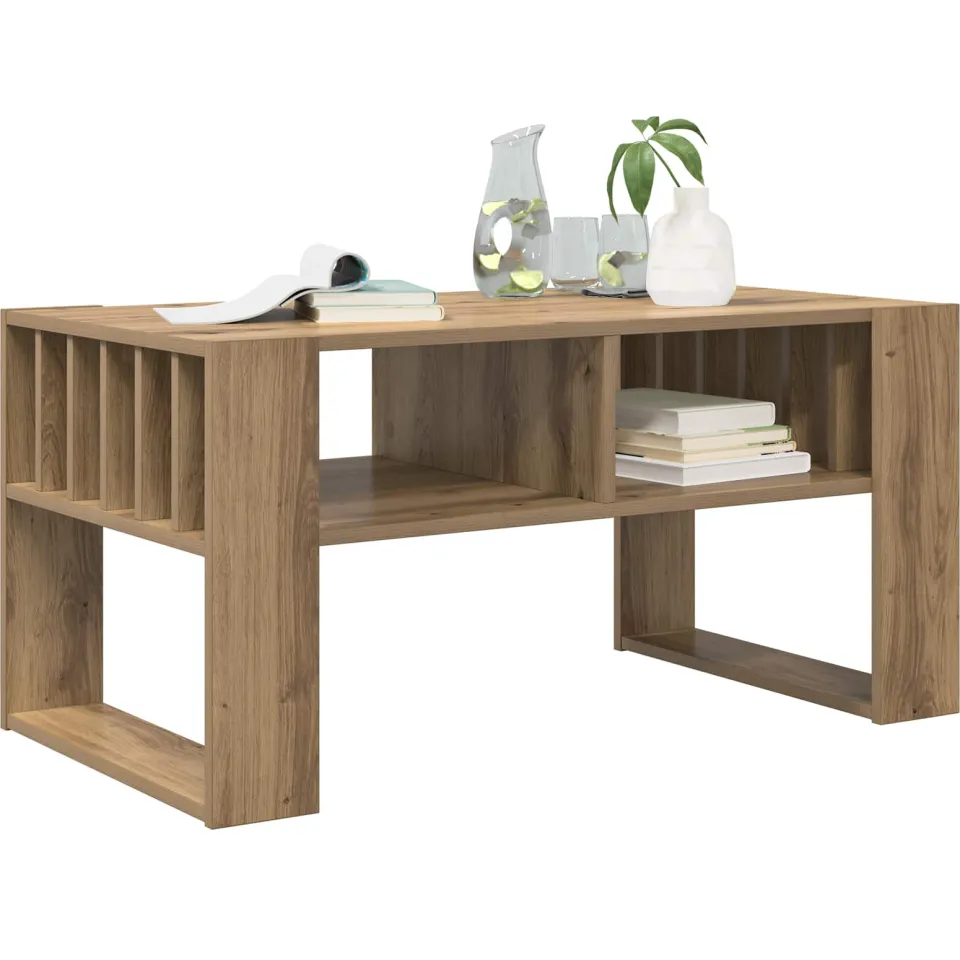 vidaXL Salontafel Artisan Eiken 92 x 49,5 x 45 cm Bewerkt hout Bruin