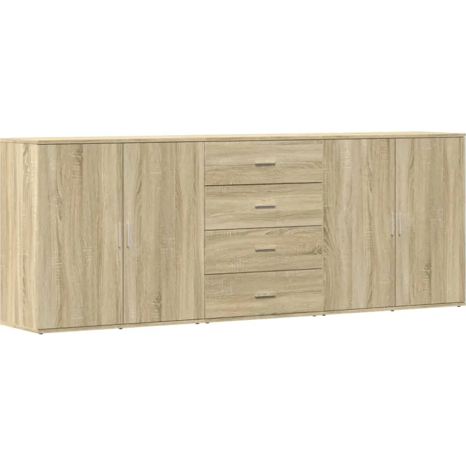 vidaXL Dressoirs 3 st bewerkt hout sonoma eiken Bruin